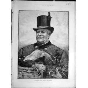  1884 Christmas Hamper Tarrant Gift Turkey Man Print