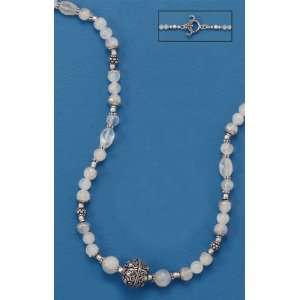   Moonstone Bead Necklace, Toggle, 21 inch, 1/2 in Center Jewelry