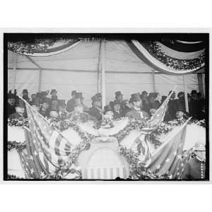  Sherman with others at flag bedecked podium during Taft Parade,New 