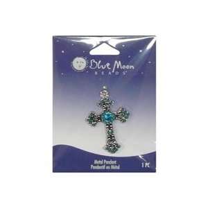  Blue Moon Beads Pendant, 1/Pkg, Cross, Oxidized Brass and Black 