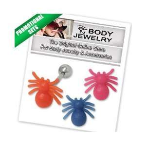   Tongue Ring Surgical Steel Shaft with French Tickler Spider   BONUS34