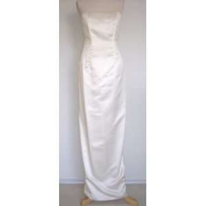  Dress, Satin White Shoulderless, Size 8 