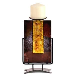  Rustic Style Rectangle Fused Glass Single Candle Holder 