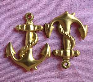Anchor Charms Filigree Raw Brass Findings bf027 (6pcs)  