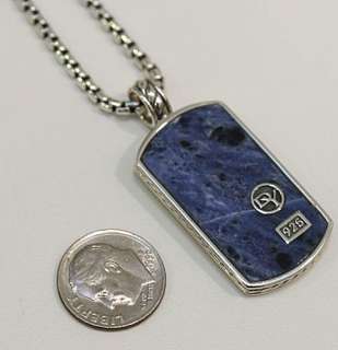DAVID YURMAN Mens Blue Sodalite Lge Dog Tag Necklace 20 $695  