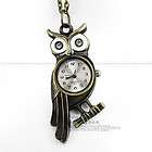 Retro Wing Owl Quartz Pocket Watch Chain Necklace H056A