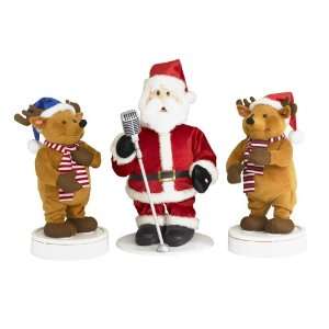 24 Musical North Pole Trio Christmas Singing Santa and 2 Backup 
