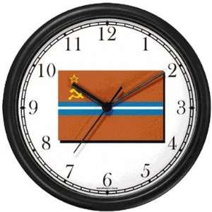 Flag of Turkmenistan Wall Clock by WatchBuddy Timepieces (Slate Blue 