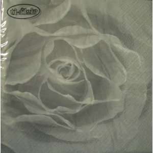  Printed Napkins  Scent of a Rose   Silver Luncheon Tissue Napkins 