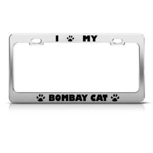 Bombay Cat Chrome Animal license plate frame Stainless Metal Tag 