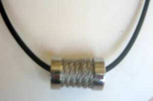 Stainless Steel Men’s Cable Barrel Pendant&Rubber Chain  