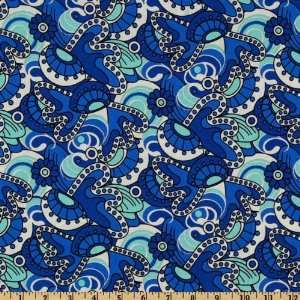  44 Wide Spyro Gyro Abstract Swirls Blue Fabric By The 