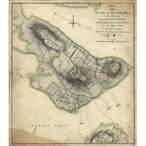  1775 Map Massachusetts, Boston Bunker Hill