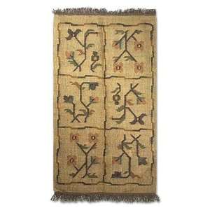  Wool and jute rug, Monsoon Flowers (2.5x4.5)