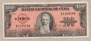 1959 Cuban 100 Pesos Bank Note Very Fine  