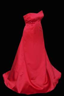 David’s Bridal Red Rose Strapless Beaded Formal Gown Holiday Dress 