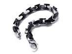 Mens Black Silver Stainless Steel Bracelet Chain Bangle  
