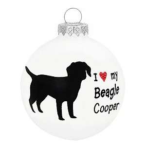  Personalized I ♥ My Beagle Glass Ornament