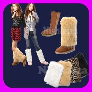 Fashion Lady Winter Brown Fox Faux Fur Leg Warmer Boot Sleeve Cover 