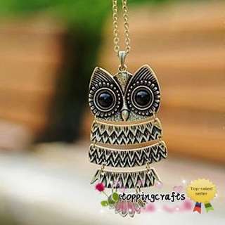 1pcs Vintage Bronze Plated Owl Necklace Chain N10 FREE SHIP  