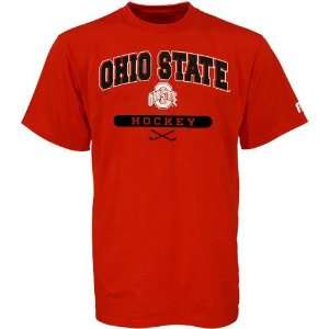  NCAA Russell Ohio State Buckeyes Scarlet Hockey T shirt 