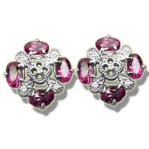  .075 ct 8 5X3 Oval Mystic Pink Topaz Cluster Earrings 