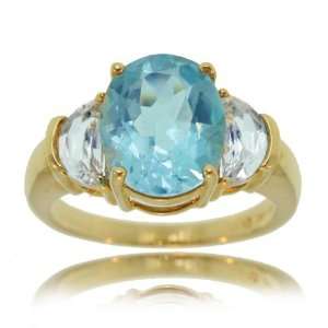   in 10K Yellow Gold   3 Carat Blue and White GEMaffair Jewelry