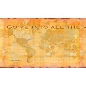  Into the World Parchment Wallpaper Border by Writings on 