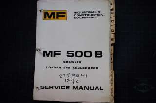 MF 500B Tractor Dozer Crawler Repair Shop Service Manual workshop 