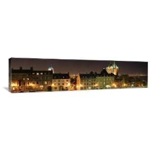Old Quebec at Night   Gallery Wrapped Canvas   Museum Quality  Size 