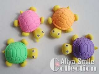 4PCS Cute Cartoon Turtle Erasers 4 color Kid Party Gift  