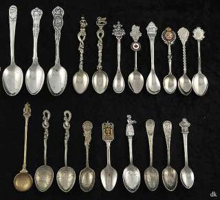   Lot Silverplated Antique Souvenir Spoons Italy Nagasaki Canada  
