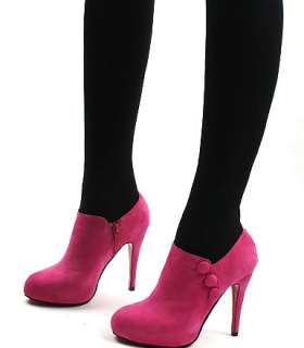   Heels Platform Faux Suede Side zipped Ankle Boots Shoes 1k0  