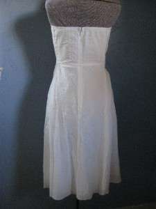 CREW Strapless White Embossed Summer Portrait Beach Dress Sz 8 