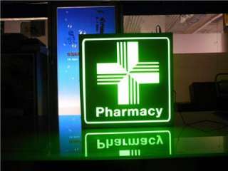 D70cm 28 2 Sided Illuminated Pharmacy Green Cross Sign  
