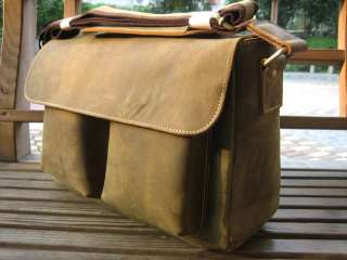 Vintage Leather Briefcase Messenger Shoulder Bag New  