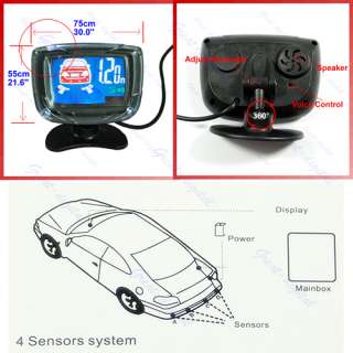 Car LCD 4 Reverse Parking Sensors Backup Radar Kit Whit  