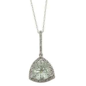   6cttw Trillion Green Amethyst and Diamond Pendant Necklace Jewelry
