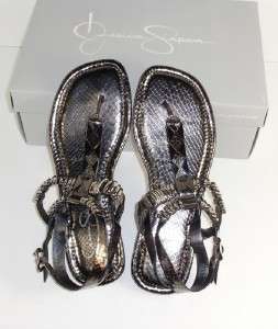 Jessica Simpson Ceal 6.5 M Black Casual T Strap Thongs Sandals Womens 