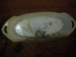 RS Germany WHITE LILY w/ gold edges Celery Dish  