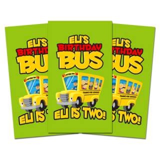 10 School Fun BUS Personalized Party Favors THANK YOU TAGS  