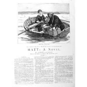   1885 ILLUSTRATION STORY MATT LADY MAN FISHERMAN BOAT