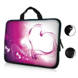 15 15.6 Pink Heart Design Laptop Sleeve with Hidden Handle & D Ring 
