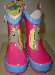 Childrens Pink Rubber Mud Boot W/Horse Head  
