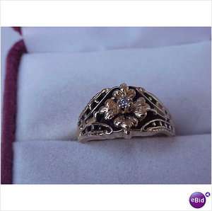 Estate Art Deco ladies Diamond Enameled 10k YG Ring, 1950s  