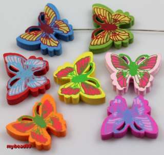 20pcs Mixed Color Wood butterfly Spacer Beads 16mm  