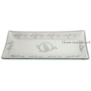  Etched Fox Crystal Rectangular Tray
