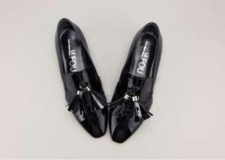 11237 Patent Leather Fringe Handmade Ballet Flats Black US  
