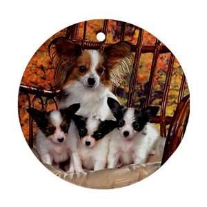  Cute dog and puppies Ornament round porcelain Christmas 