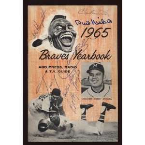  1965 Atlanta Braves Yearbook 4 Autographs B & E Holo   MLB 